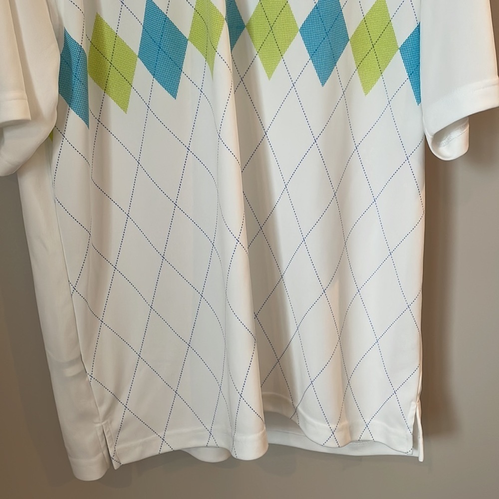 Pro Tour Golf Polo Shirt SZ XL White with Pattern Moisture Wicking Breathable - Picture 4 of 10